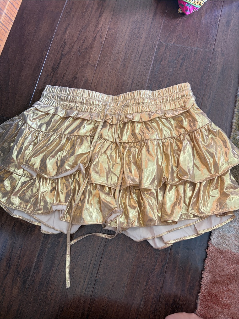Gold Ruffled Mini Skirt
